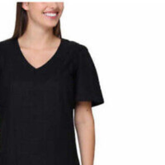 Nicole Miller Women's Linen Blend Shift Midi Dress Size XXL Black Casual (NEW) - Picture 7 of 14